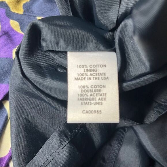 Nanette Lepore Multi color Print Skirt Navy Cream Purple Blue Ruched Size 6 - Picture 5 of 9